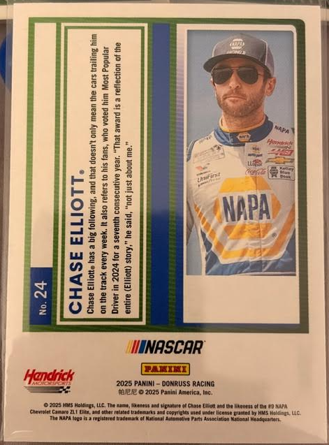 2025 Donruss NASCAR Chase Elliott Silver Parallel + Bill Elliott Lot of 3