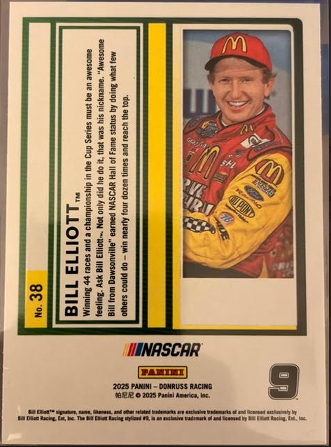 2025 Donruss NASCAR Chase Elliott Silver Parallel + Bill Elliott Lot of 3