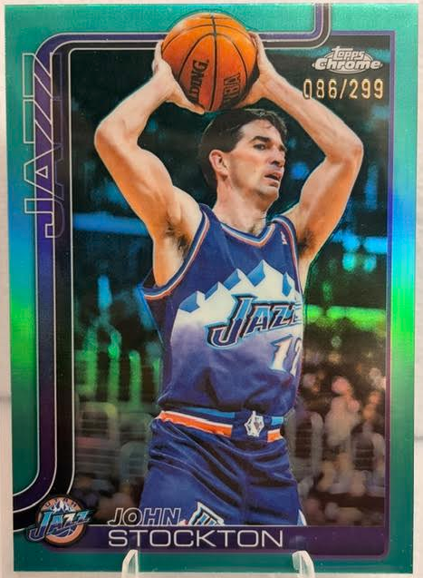 2025 Topps Chrome John Stockton Green Refractor 86/299 #250 Utah Jazz