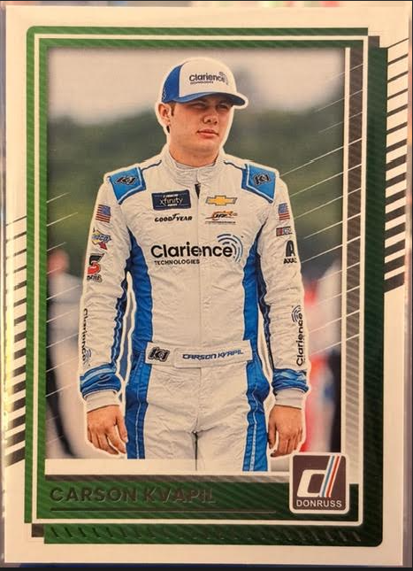 2025 Donruss Racing Carson Kvapil Pedal to the Metal Race Used Relic Lot