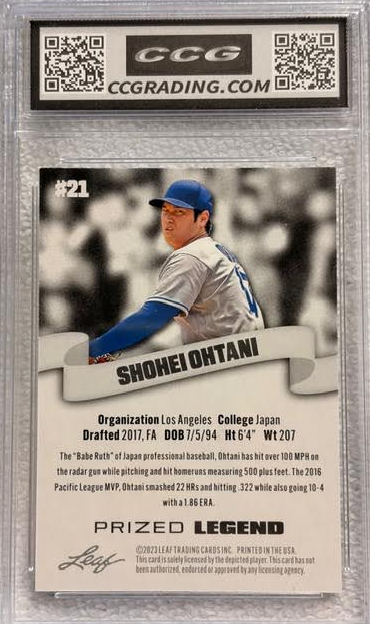 2023 Leaf Prized Legend Shohei Ohtani #21 CCG Gem Mint 10
