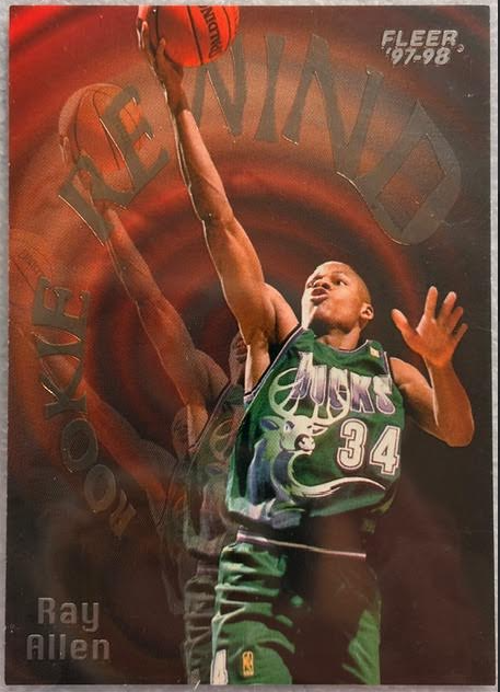 1997-98 Fleer Rookie Rewind Ray Allen #2 Milwaukee Bucks HOF Insert