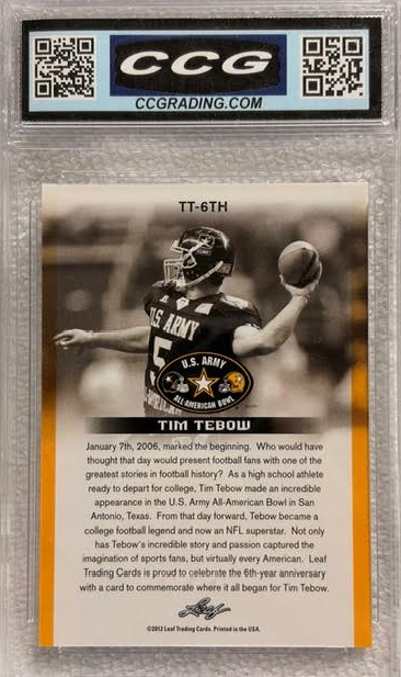 2012 Leaf Tim Tebow TT-6TH All-American Bowl CCG Gem Mint 10